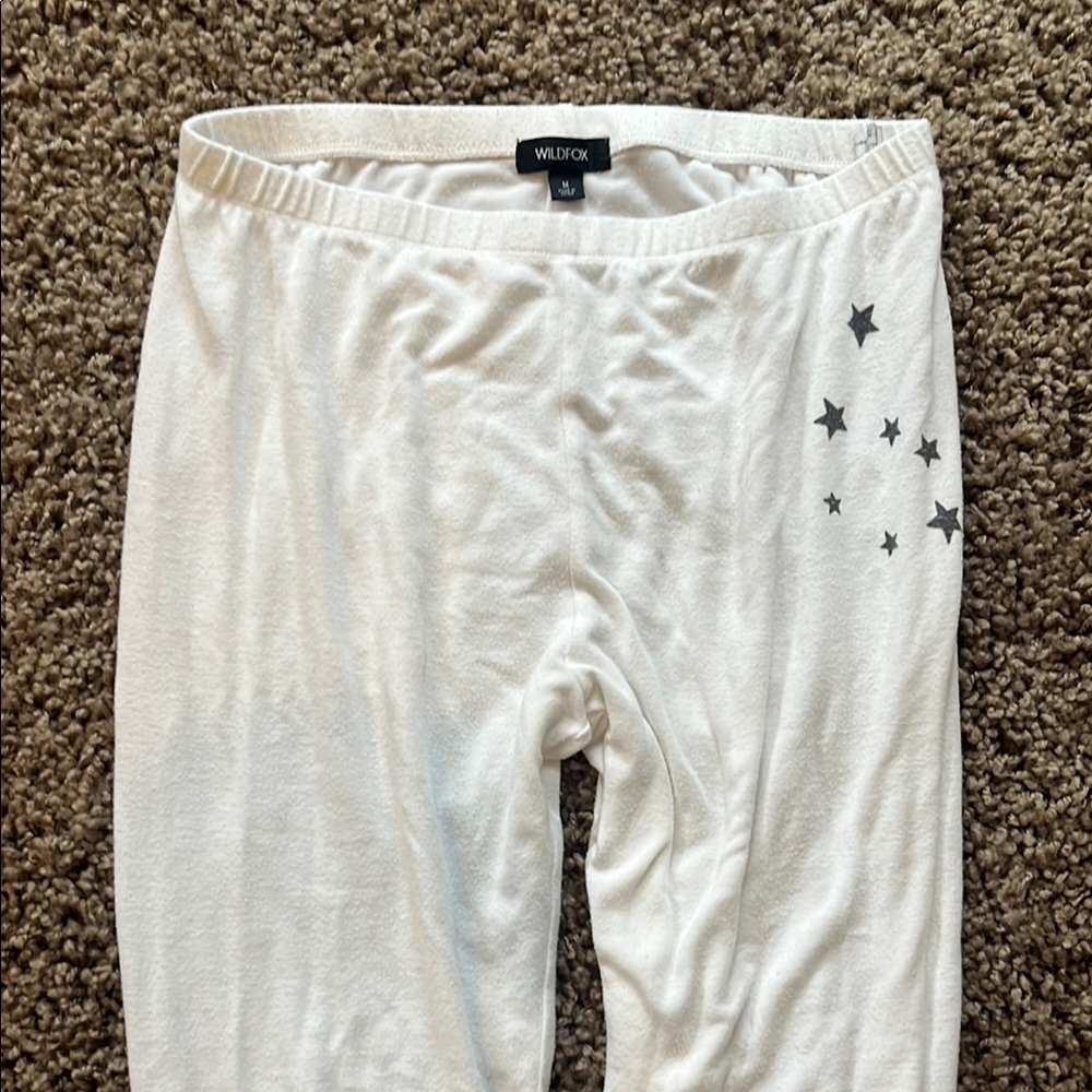 Wildfox White Lounge Pants with Star Design